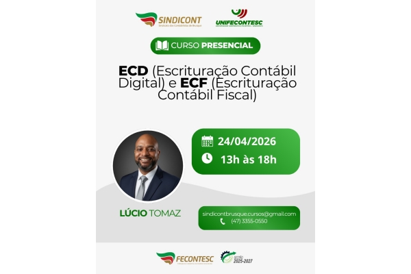 Curso de ECD (Escrituração Contábil Digital) e ECF (Escrituração Contábil Fiscal)